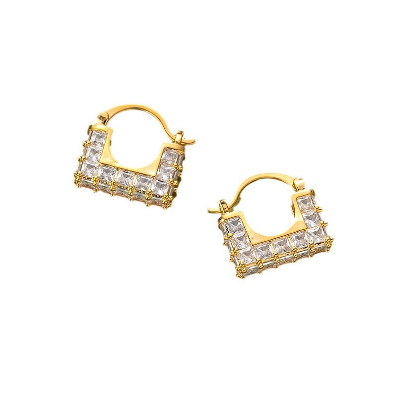 Diamond Bag Exquisite Earrings