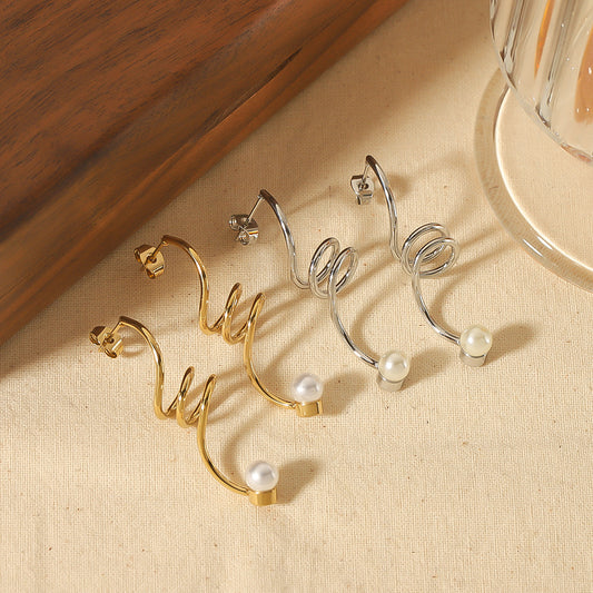 Spiral Pearl Earrings