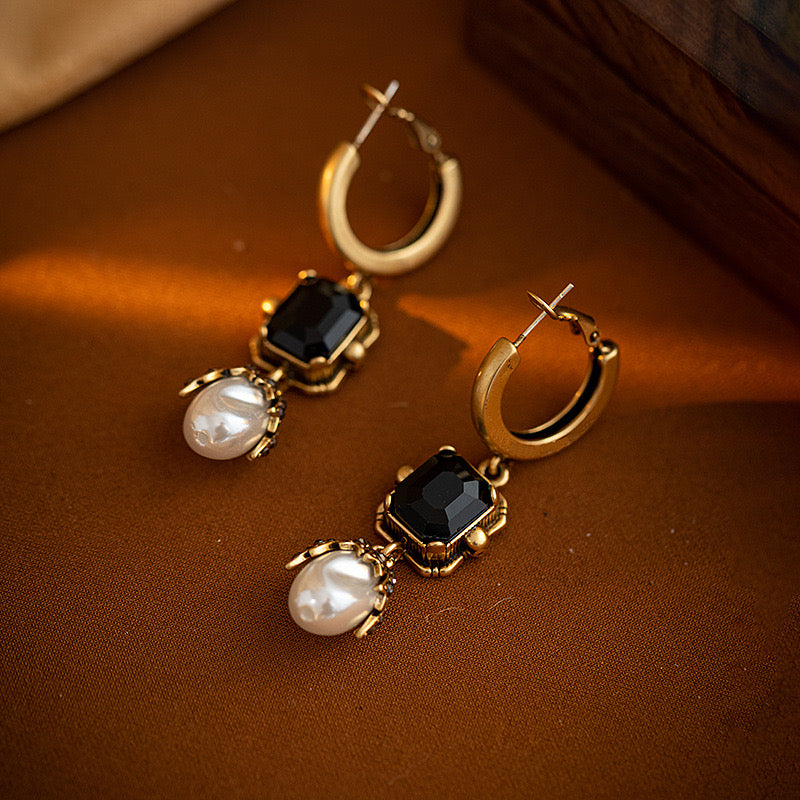 Pearl Luxury Vintage Gold Dangle Earrings