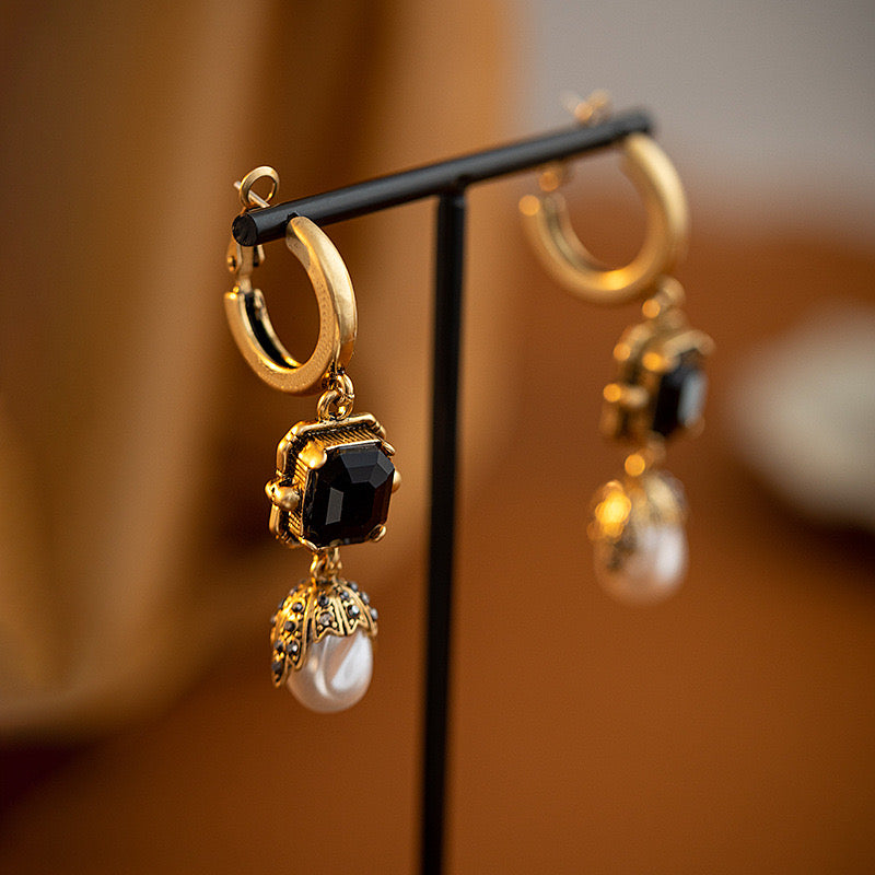 Pearl Luxury Vintage Gold Dangle Earrings