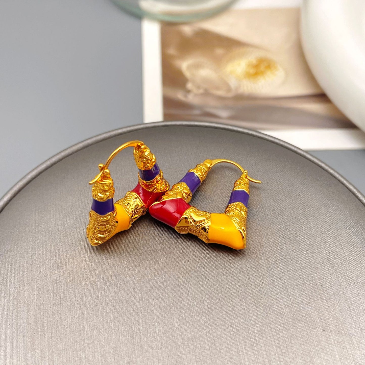 Retro Enamel Drop Glaze Earrings