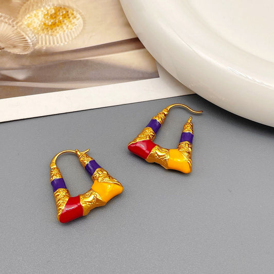 Retro Enamel Drop Glaze Earrings