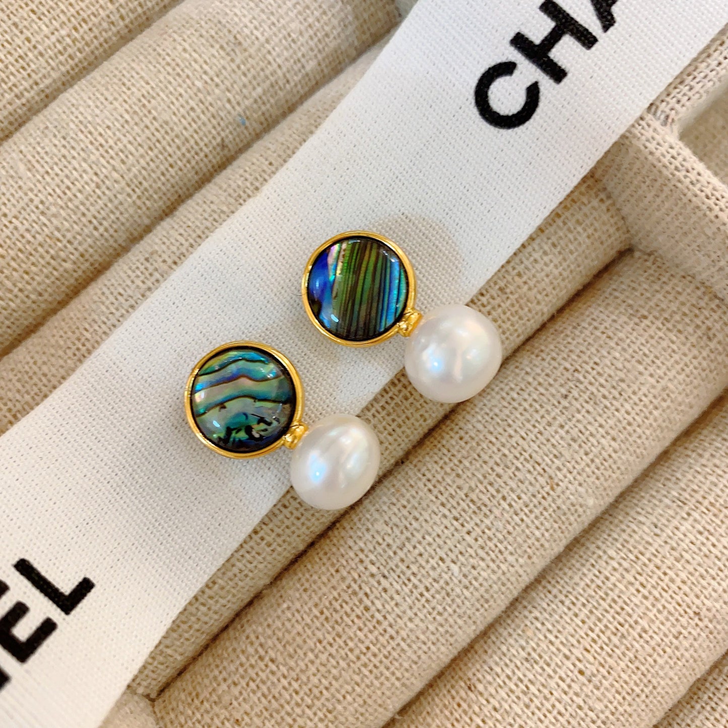 Natural Pearl Abalone Shell Earrings