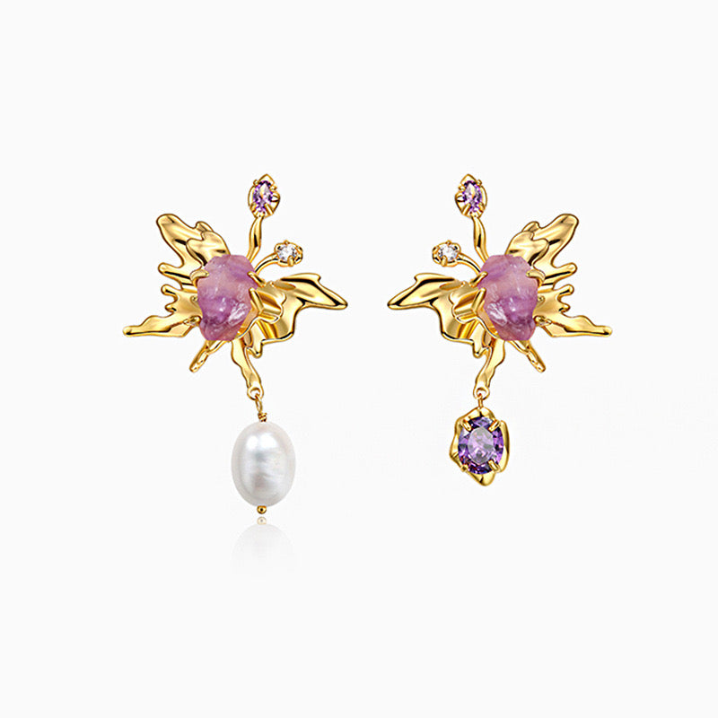 Baroque Pearl with Irregular Butterfly Earrings