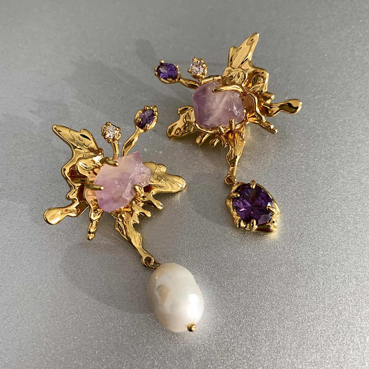 Baroque Pearl with Irregular Butterfly Earrings