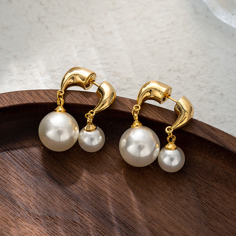 Double Irregular Pearl Earrings