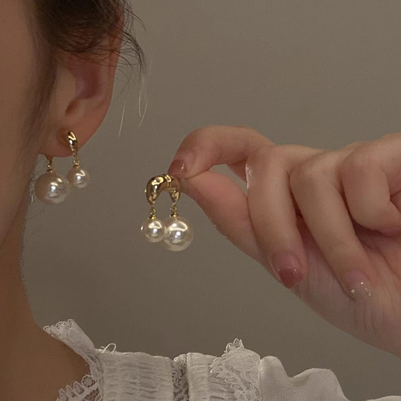 Double Irregular Pearl Earrings