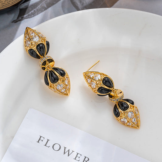 Vintage Drop Zircon Earrings