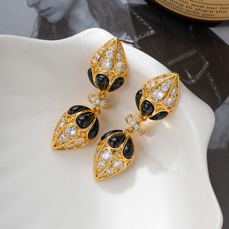 Vintage Drop Zircon Earrings